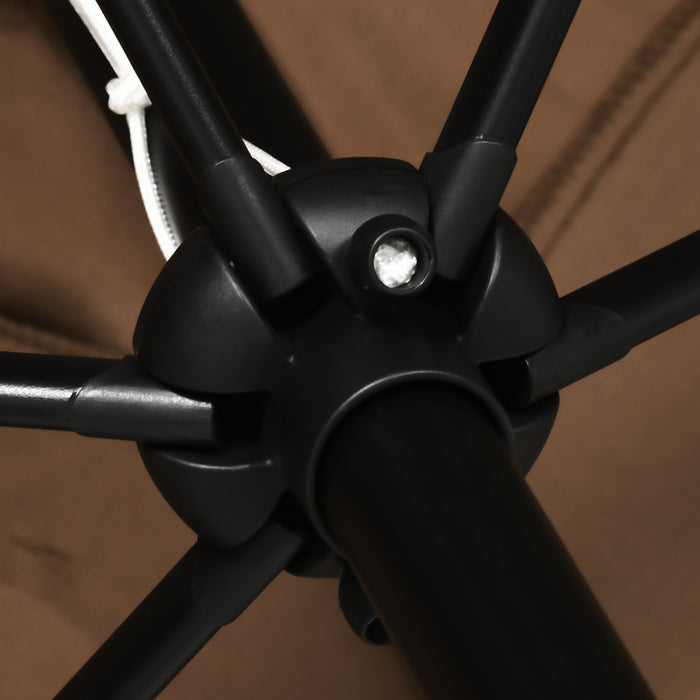 Rectangular Garden Parasol Umbrella 3x2m with Tilt Function - Outdoor Sun Shade Canopy, Aluminium Frame, and Crank Mechanism, Brown - Ideal for Patio, Backyard, or Poolside Relaxation