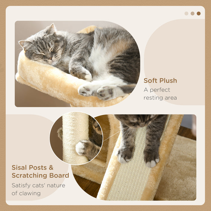 Deluxe Sisal Cat Tree - Dual Condo Play and Rest Station in Cream White - Ideal for Climbing, Scratching, and Napping