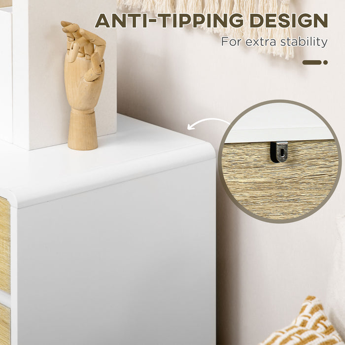 4-Drawer Chest for Home Storage - Bedroom & Living Room Organizer, 80x40x79.5cm in White & Natural Finish - Ideal for Decluttering Spaces & Tidy Interiors