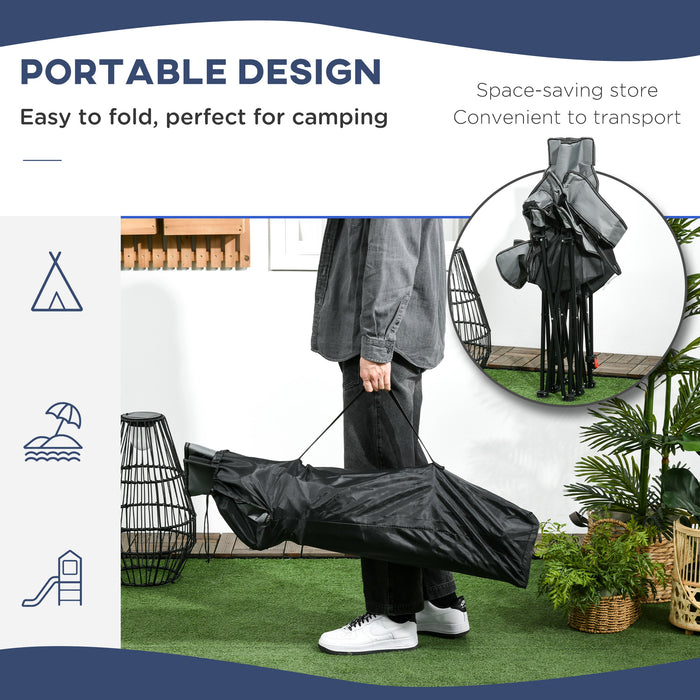 Foldable Reclining Garden Chair with Footrest - Adjustable Backrest and Portable Camping Chair Features, Headrest, Cup Holder - Ideal for Outdoor Comfort and Travel Convenience