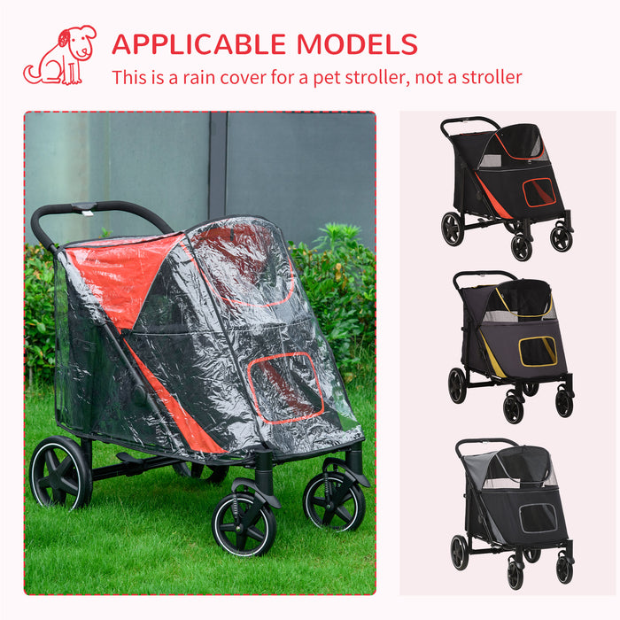 Foldable Pet Stroller with Rain Cover - Cat and Dog Pushchair, Front Swivel Wheels, Shock Absorption - Convenient Travel with Storage and Ventilated Mesh