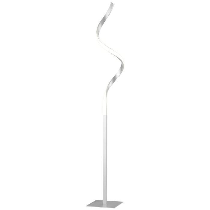 Modern Spiral Dimmable Floor Lamp - 3 Levels of Adjustable Brightness with Stylish Square Base, Silver Finish - Elegant Lighting Solution for Living Rooms