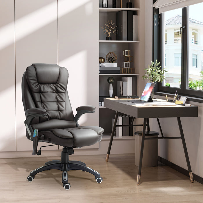 Executive Massage Office Chair - High Back PU Leather with Heat, Tilt, and Reclining Features - Ergonomic Design for Enhanced Comfort in Workspaces
