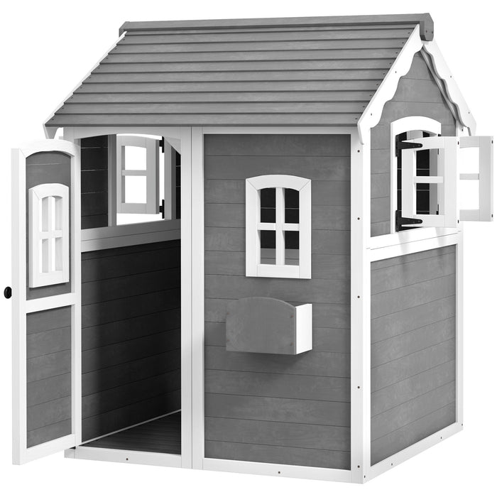 Kids Wooden Garden Playhouse - With Doors, Windows, Plant Box, and Floors - Ideal for Ages 3 to 8, Enhances Backyard Fun