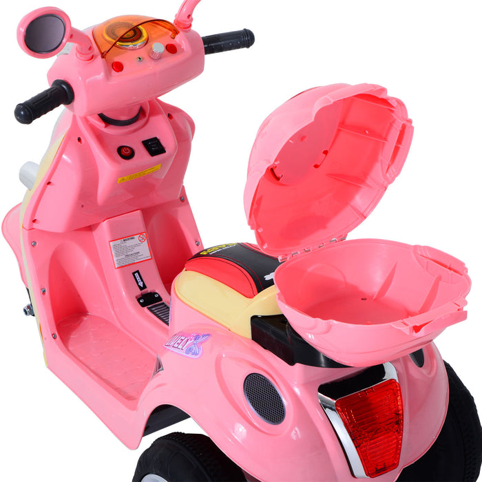 Electric Ride-On Toy Motorbike with Music and Lights - Durable Plastic Construction in Pink - Ideal for Kids' Motorized Outdoor Play