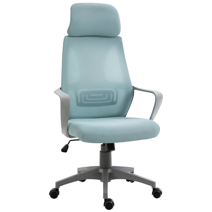 Ergonomic Mesh Office Chair with Wheels - High Back and Adjustable Height - Ideal for Home Office Comfort in Blue