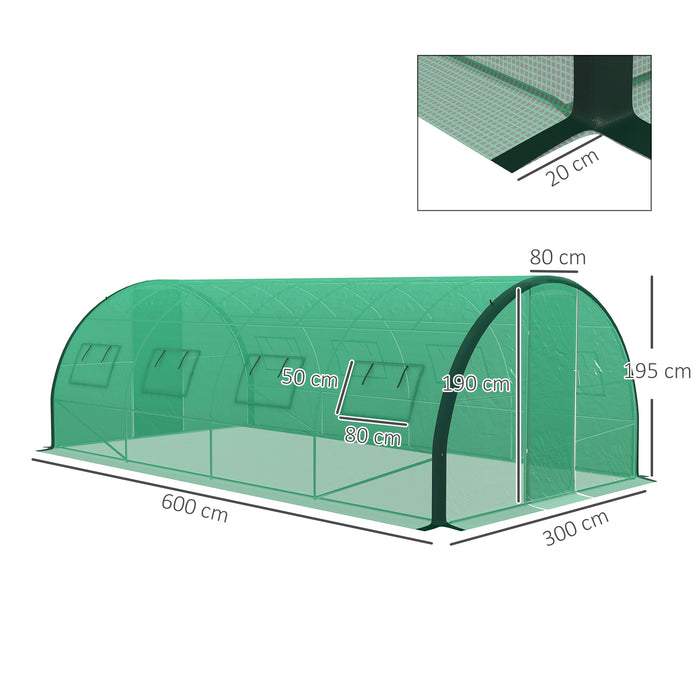 Upgraded Polyethylene Polytunnel - 6x3m Walk-in Greenhouse with Enhanced Structure - Ideal for Garden Plant Protection and Growth
