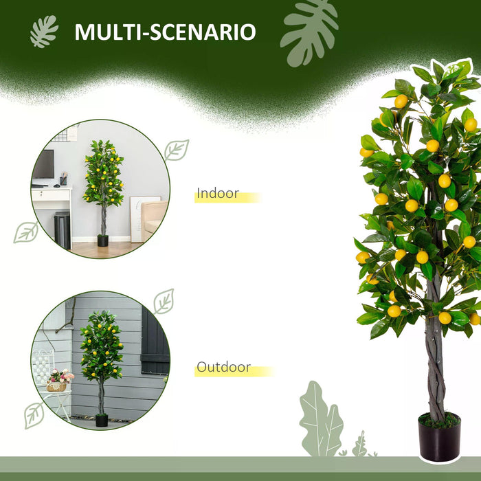 Artificial Lemon Tree with Fake Fruits - Lifelike Decorative Plant in Nursery Pot, 135cm Tall - Ideal for Indoor & Outdoor Decoration