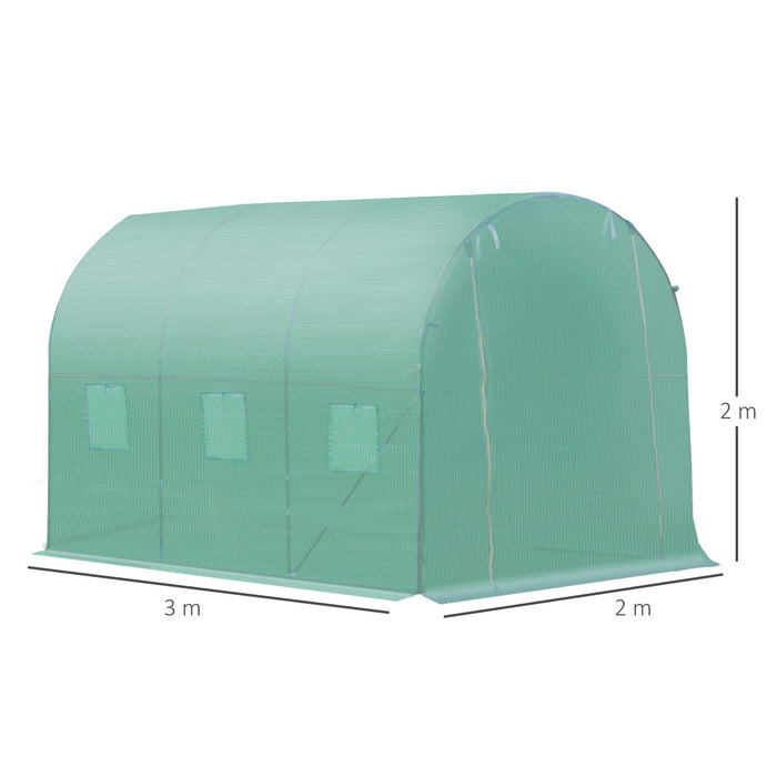 Polytunnel Walk-In Greenhouse - 3x2M Outdoor Garden Structure with Windows and Door - Ideal for Plant Growth and Protection