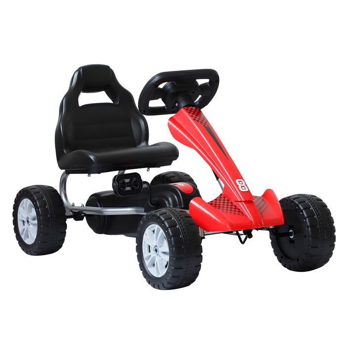 Pedal Go Kart Ride-On - Sturdy Black & Red Racing Scooter for Kids - Outdoor Fun and Exercise for Children