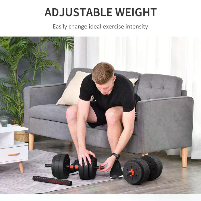 25kg 2-in-1 Adjustable Dumbbell Set - Weightlifting and Body Fitness Equipment, Converts to Barbell - Ideal for Home, Office, and Gym Workouts