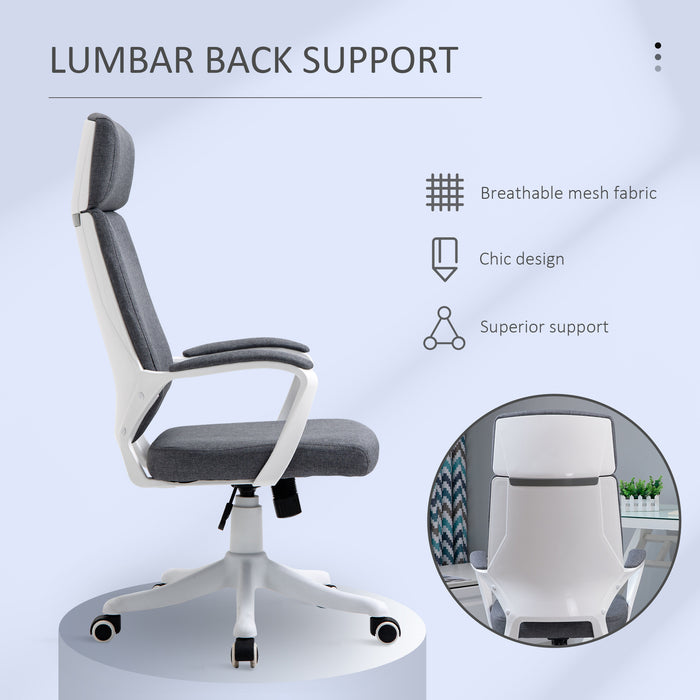 Ergonomic High-Back Office Chair - 360° Swivel, Adjustable Height with Lumbar Support - Comfortable Desk Task Chair for Home or Office Workers