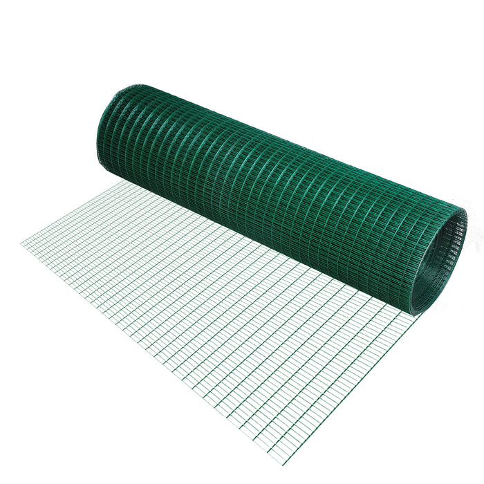 PVC-Coated Welded Wire Mesh - Durable Fencing for Chicken Poultry, Aviary Run, and Pet Enclosures - 30m Dark Green Barrier for Hutch and Garden Security