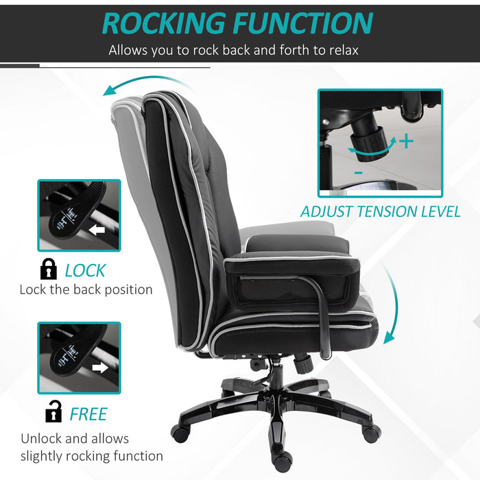 Ergonomic High-Back PU Leather Gaming Chair - Swivel Office Desk Chair with Padded Armrests and Adjustable Height - Comfortable Recliner Perfect for Gamers and Professionals
