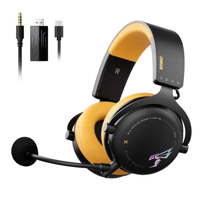 SOMiC G Series - Wireless Gaming Headset with Detachable Mic - 3 Connection Modes: Bluetooth, 2.4G USB Dongle, Wired 3.5mm - Compatible with PS5 / PS4 / PC / Computer / Phone / XBOX / Switch