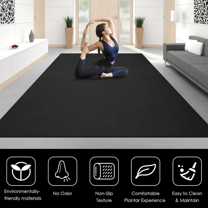 Exercise Yoga Mat, 182 cm - Thick Mat with Double-Sided Non-Slip Design in Black - Ideal for Enhanced Exercise Session Safety and Comfort