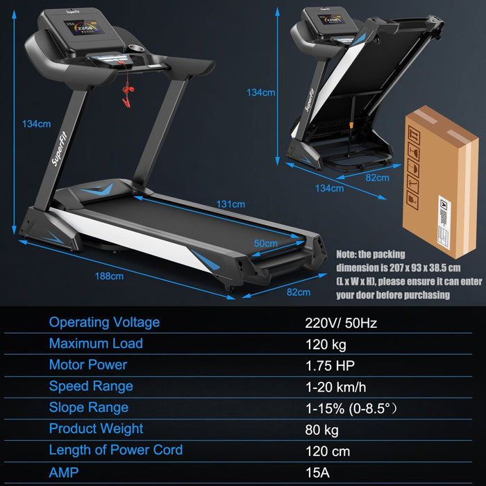 1.75 HP Folding Treadmill - 20 Preset Programs, Auto Incline Feature - Perfect for Home Workouts and Cardio Training