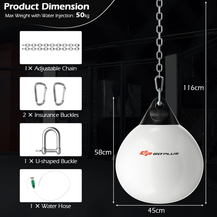 Water Punching Bag Brand - Water-Filled Boxing Gear with Injector and Hanging Attachments in White - Perfect for Routine Boxing Training and Workouts