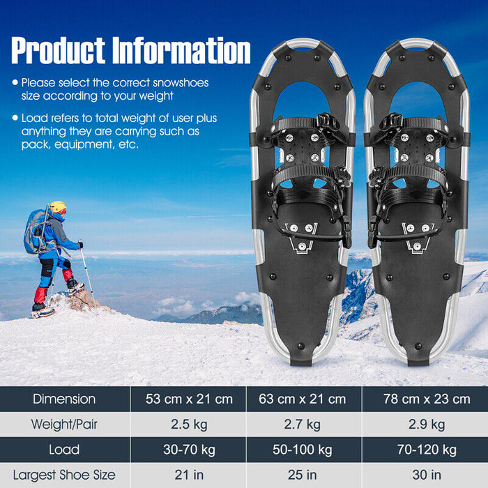 4-in-1 Lightweight Terrain - Adult and Youth Snowshoes, 30 Inches (78cm x 23cm) - Ideal for Winter Sports and Outdoor Activities