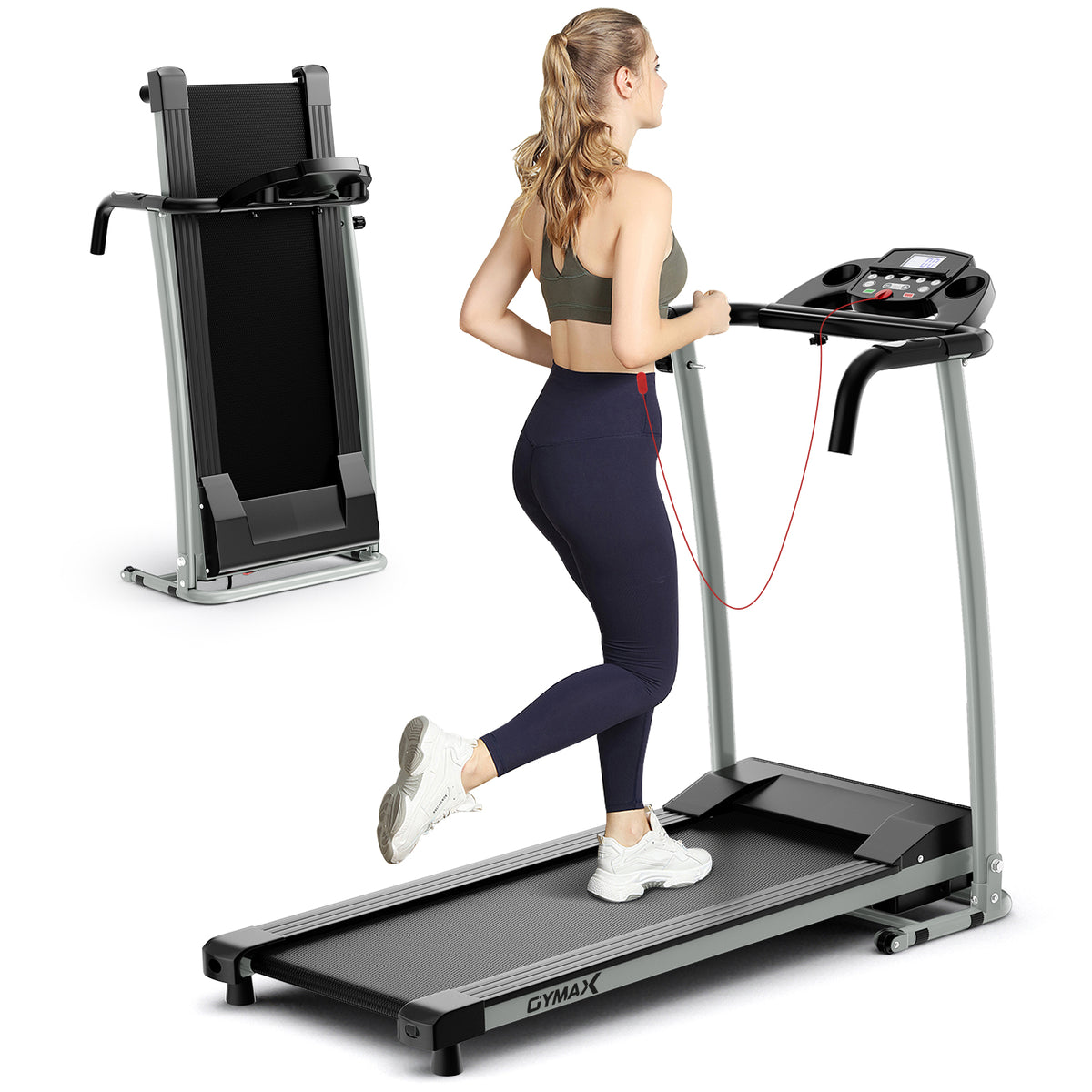 Foldable Treadmill - 12 Preset Programs & Integrated LCD Monitor, Black Edition - Ideal for Efficient, Indoor Exercise Routines