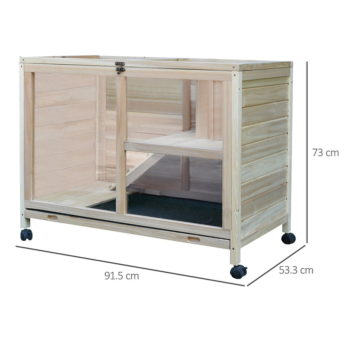 Solid Wood Hutches for Guinea Pigs - Indoor Pet House with Water-Resistant Finish and Ramp - Ideal for Small Animals' Comfort and Safety