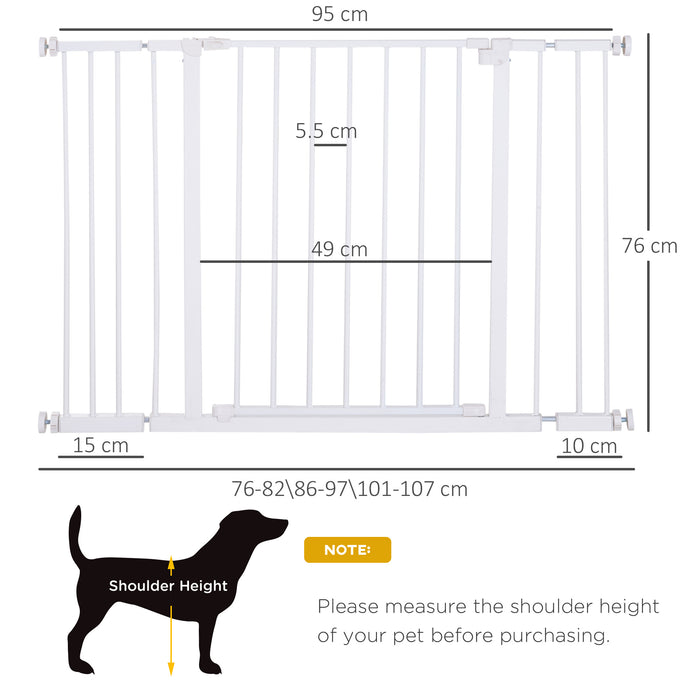 Adjustable Metal Pet Safety Gate - Pressure-Mounted Dog Barrier, Extends 72-107cm Wide - Ideal for Pet Containment and Home Safety
