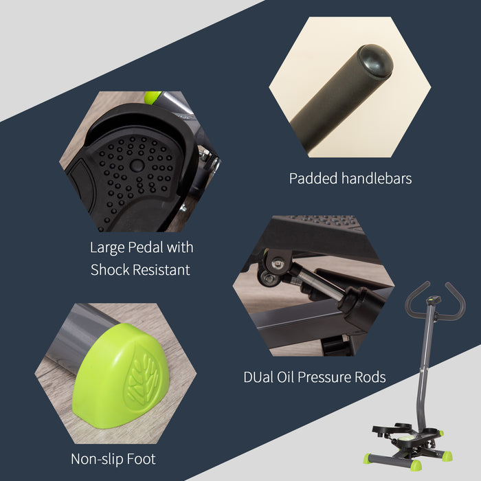 Adjustable Stepper Fitness Machine with LCD & Handlebars - Aerobic Exercise & Ab Workout Equipment, Grey - Ideal for Home Gym Cardio and Core Strengthening