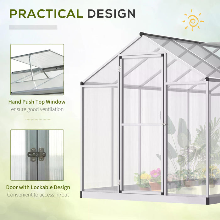 Large Walk-In Greenhouse - 6x10 ft Clear Polycarbonate with Sturdy Aluminium Frame - Ideal for Growing Garden Plants and Vegetables