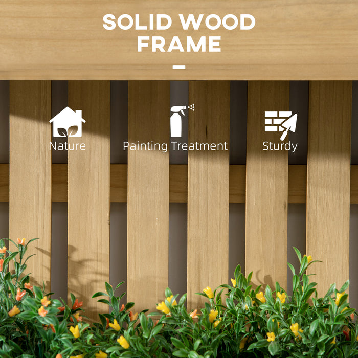 Wooden Garden Wall Planter with Trellis - Wall-Mounted Plant Holder with Drainage, 3 Adjustable Boxes - Ideal for Patio, Raised Bed Gardening in Natural Finish