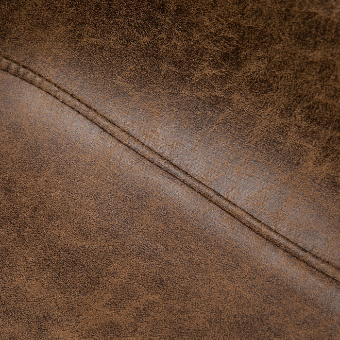 Retro-Style Adjustable Bar Stools Set of 2 - Faux Leather High Back Breakfast Chairs with Footrest, Brown - Ideal for Kitchen and Dining Area Comfort