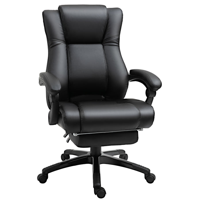 Ergonomic High-Back Executive Chair - Swivel Recliner Office Chair with PU Leather, Footrest & Wheels - Adjustable Height & Comfort for Home Office Use