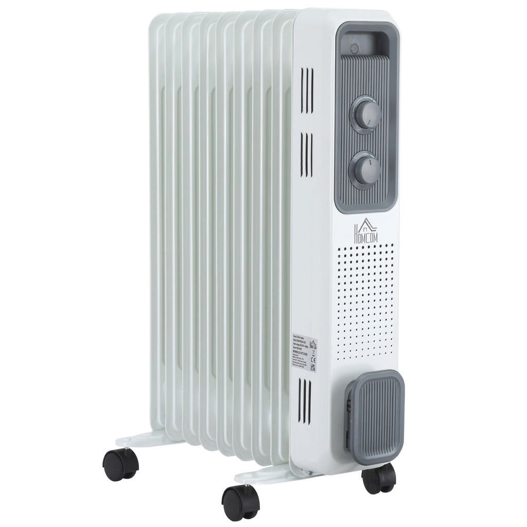 2180W Oil-Filled Radiator Heater - Portable Electric Heating with 24-Hour Timer, 3 Settings, Adjustable Thermostat - Safety Auto Shut-Off for Home Comfort
