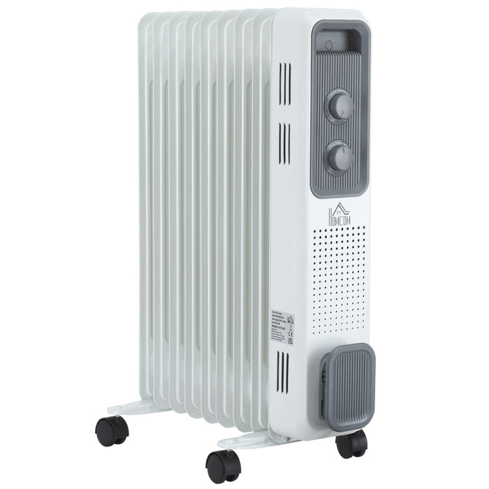 2180W Oil-Filled Radiator Heater - Portable Electric Heating with 24-Hour Timer, 3 Settings, Adjustable Thermostat - Safety Auto Shut-Off for Home Comfort