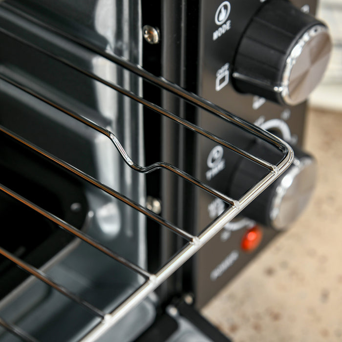 21L Mini Oven Electric Grill - Compact Countertop Toaster with Temperature Control, Timer, Including Baking Tray and Wire Rack, 1400W - Ideal for Small Kitchens and Quick Meal Prep