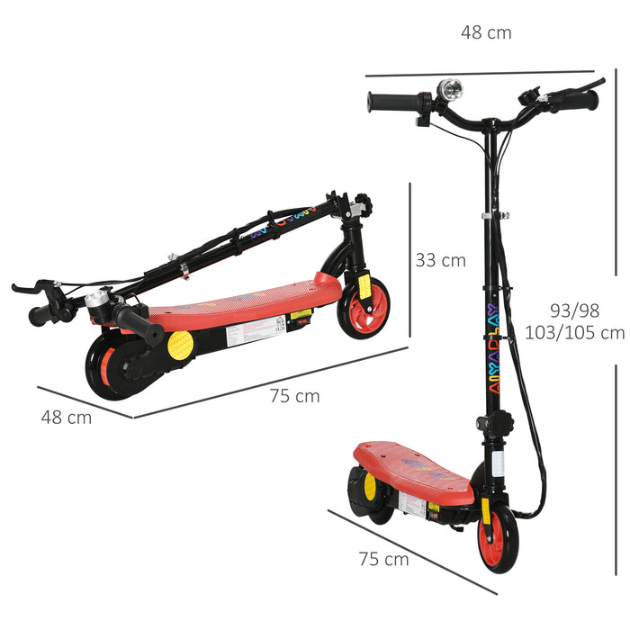 Foldable Electric Scooter with Bright LED Headlight - Easy-to-Carry Design for Kids Ages 7-14 - Fun and Safe Red Scooter for Young Riders