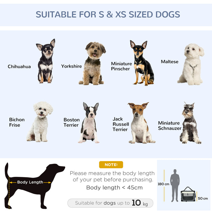 Foldable 70cm Pet Carrier - Durable Dog and Cat Travel Bag with Comfy Cushion - Ideal for Miniature and Small Pets on the Go, Grey