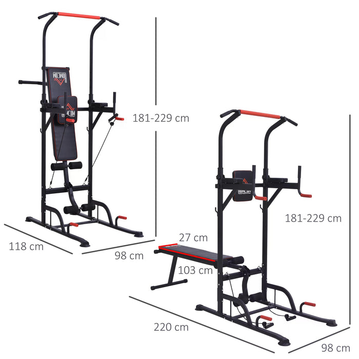 Steel Power Tower - Heavy-Duty Strength Training Station with Pull Up Bar - Ideal for Home Gym and Muscle Building