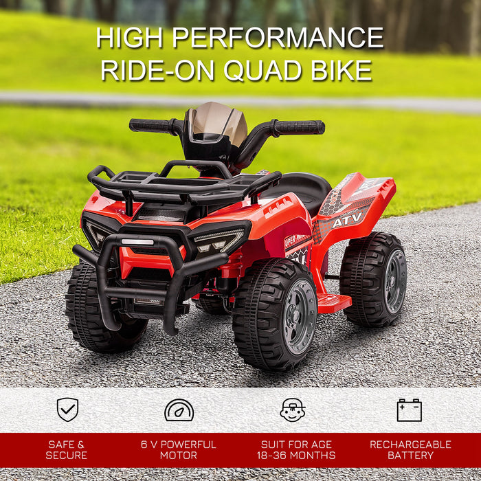 Kids ATV Ride-On Motorcycle - 6V Battery Powered Four Wheeler with Real Working Headlights - Perfect for Toddlers 18-36 Months, Red