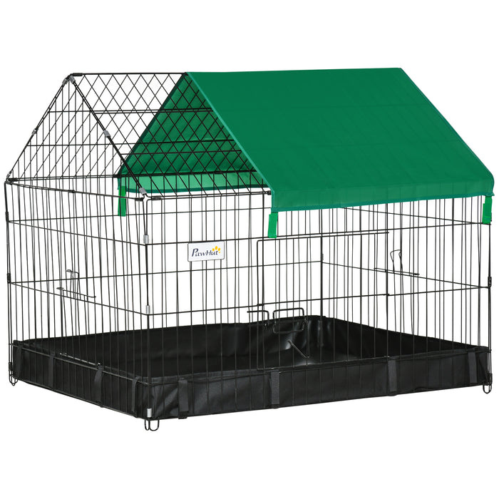 Small Animal Habitat for Guinea Pigs & Rabbits - Leak-Proof Bottom with Safe Locking System - Cage with Easy Access Top Roof for Pet Security