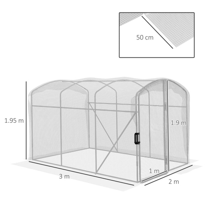 UV-Resistant PE Covered Polytunnel Greenhouse - Sturdy Walk-In Grow House with Galvanized Steel Frame & Door - Ideal for Gardeners, 2x2x2m Size, White