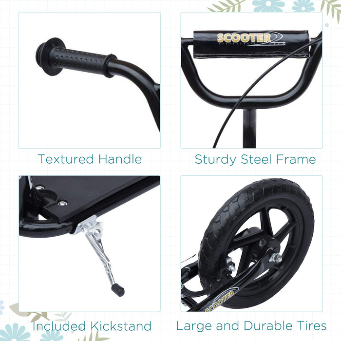 Kids' Stunt Scooter with 12-Inch EVA Tyres - Durable Push Scooter for Stunts and Riding - Perfect for Beginner to Intermediate Riders, Black