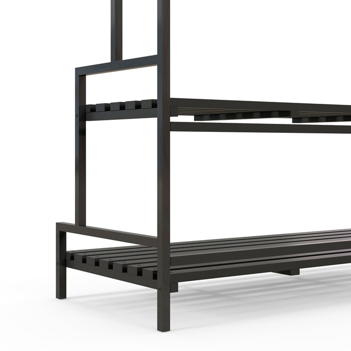 3-Tiered Plant Rack with Hanging Hooks - Tall Plant Stand for Indoor/Outdoor, Porch, and Balcony - Stylish Display for Plants and Home Decor