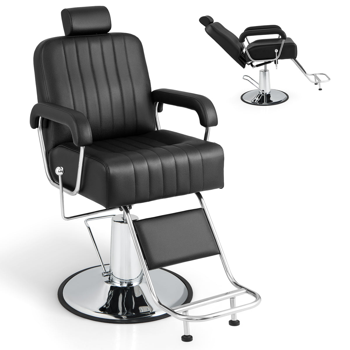 Hydraulic Salon Barber Chair - Adjustable Headrest Feature for Custom Comfort - Ideal for Professional Hairdressers and Beauticians