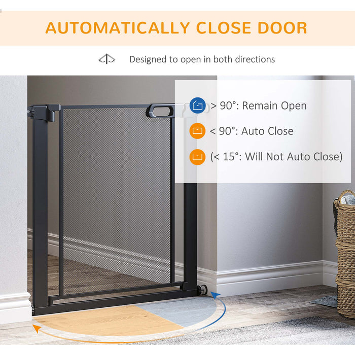 Pressure Fit Auto-Close Pet Gate - Adjustable 75-82cm Safety Barrier for Doors and Stairs with Double Locking - Ideal Dog Gate for Hallways, Secure Enclosure for Pets