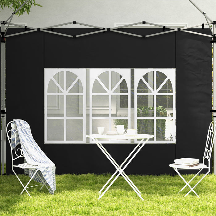 Gazebo Side Panels with Window - Fits 3x3m or 3x4m Pop Up Gazebos, Black, 2-Pack - Ideal for Outdoor Shelter Privacy and Protection