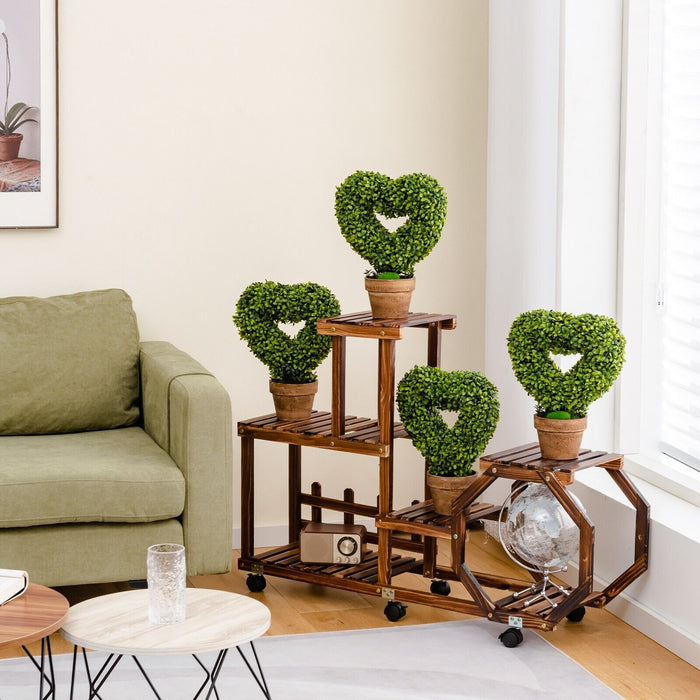 Heart-Shape Artificial Plant Set - 4 Pieces, Green Foliage - Ideal for Home and Office Decor