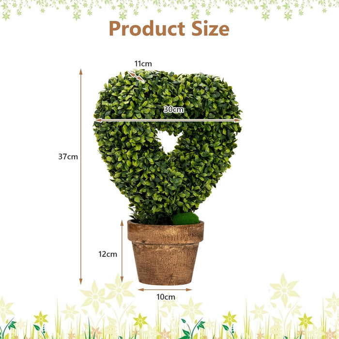 Heart-Shape Artificial Plant Set - 4 Pieces, Green Foliage - Ideal for Home and Office Decor