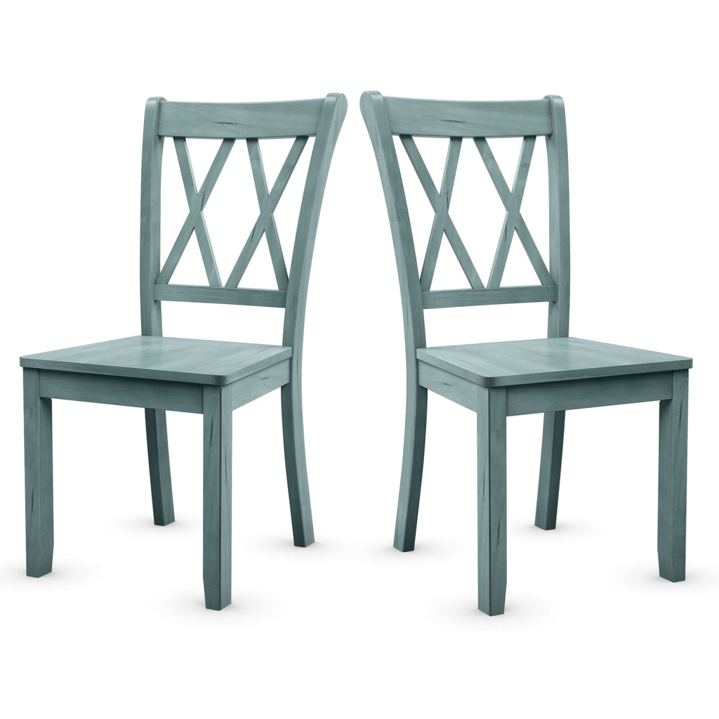 Set of 2 Armless Wood Dining Chairs - Ergonomic Fluted Seat Design for Comfort - Ideal for Casual and Formal Dining Spaces