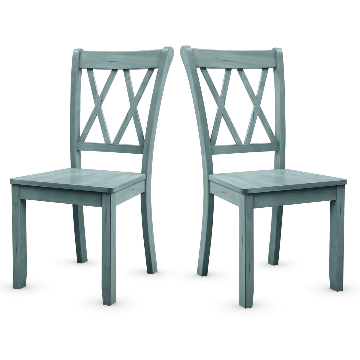 Set of 2 Armless Wood Dining Chairs - Ergonomic Fluted Seat Design for Comfort - Ideal for Casual and Formal Dining Spaces