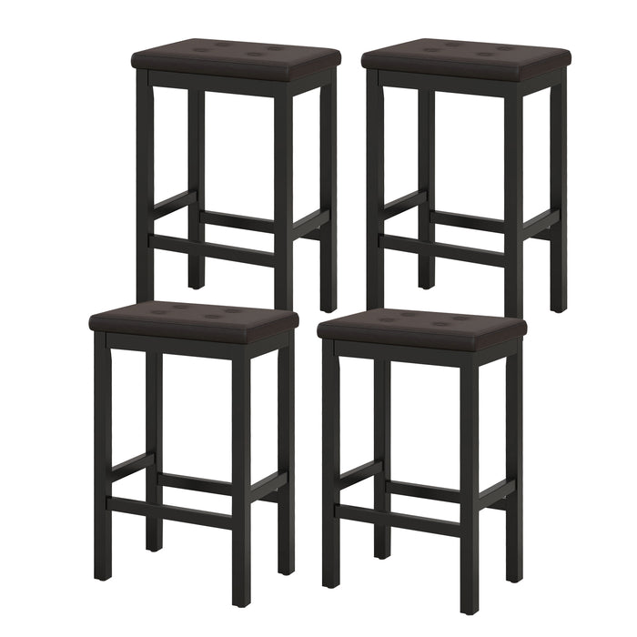 2-Pack Brown Bar Stools Set - Padded Seat and Footrest Included - Ideal for Home Bars and Kitchen Counters